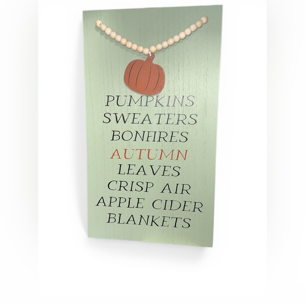 Autumn Themed Wooden Sign‎ with Bead Accent